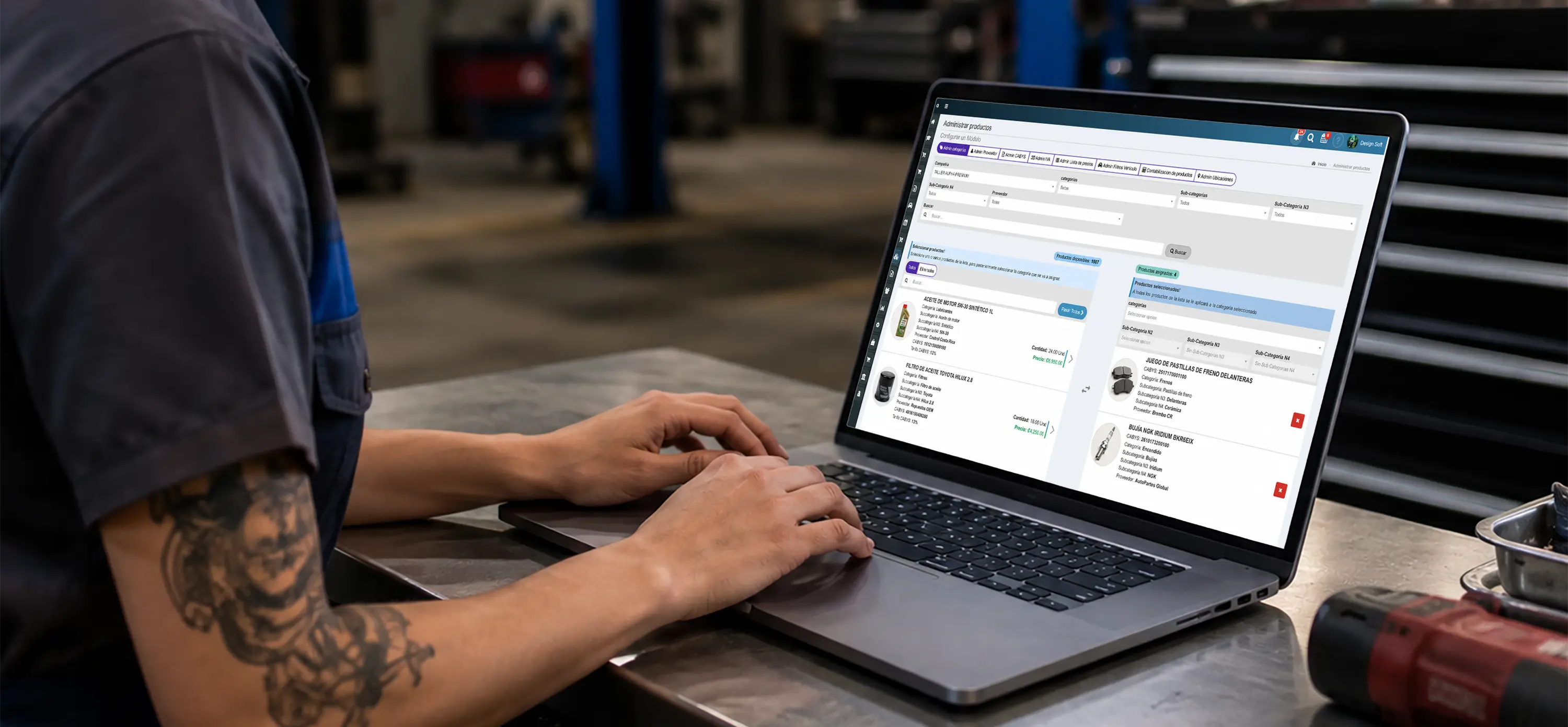 Administración de categorías para organizar repuestos en inventario automotriz