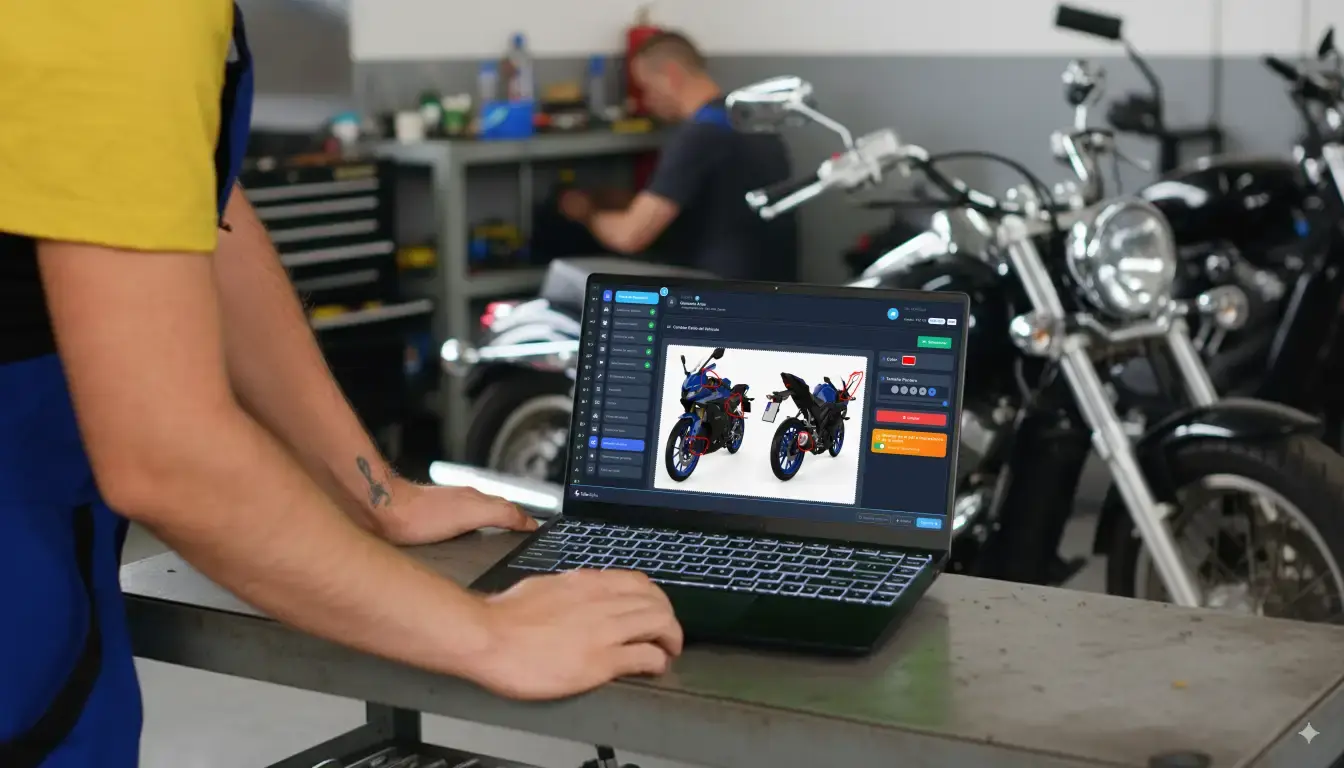 Marcación de daños en motocicletas dentro del sistema del taller