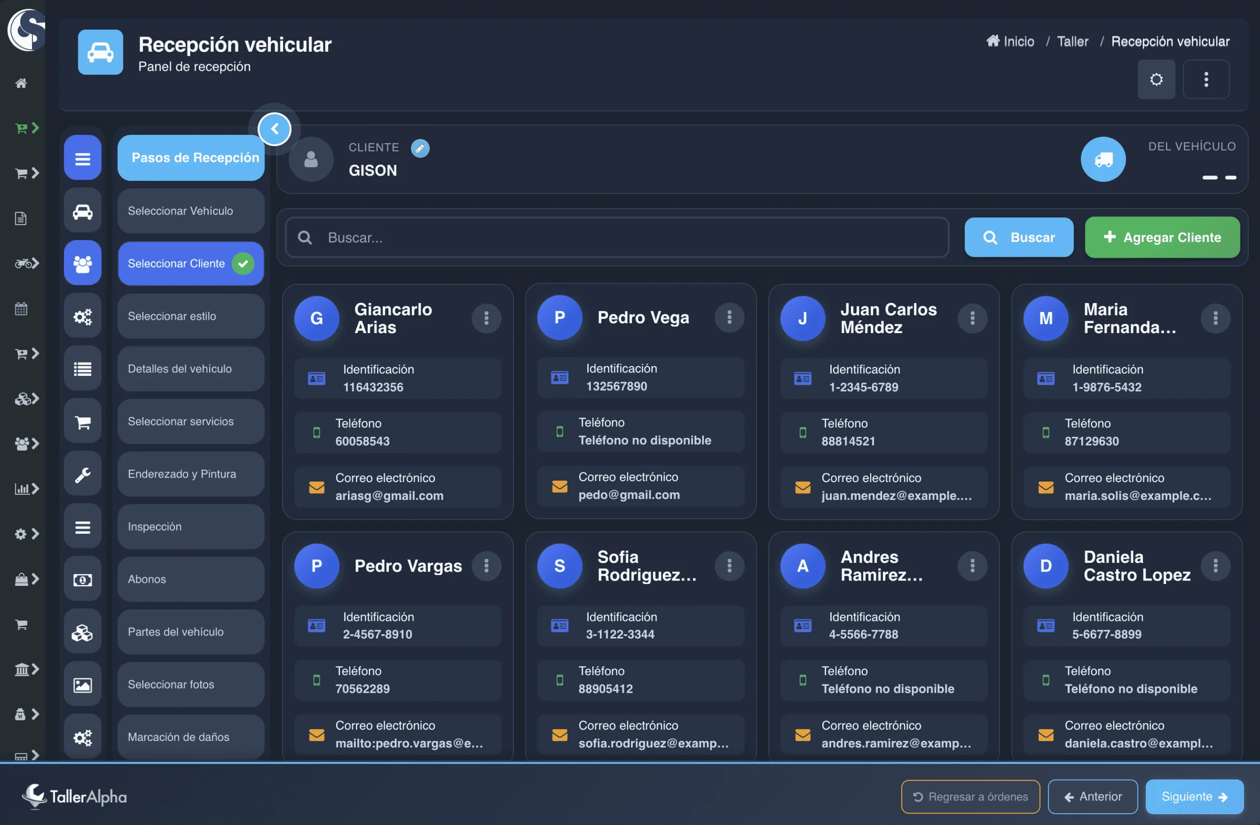 Paso 3: Elegir el cliente para la orden de trabajo
