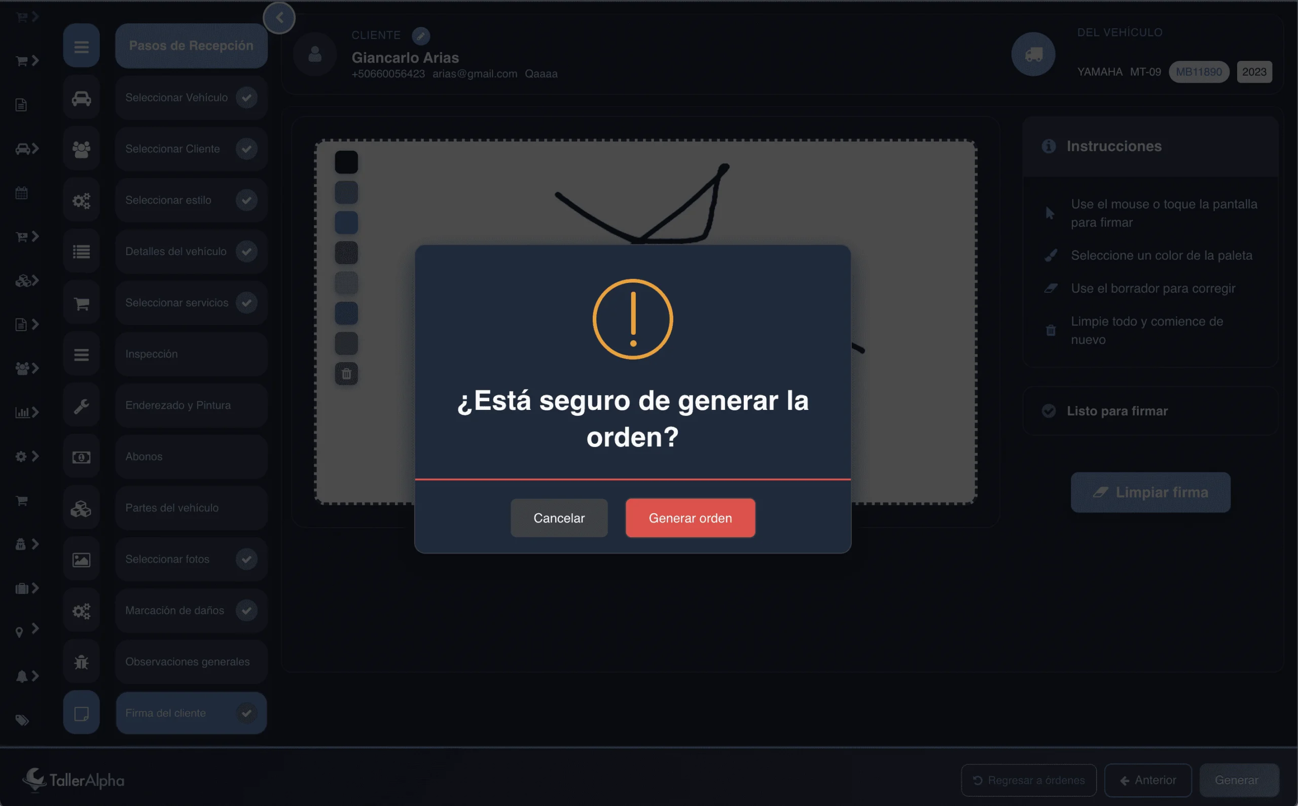 Paso 15: Generar la orden de trabajo final