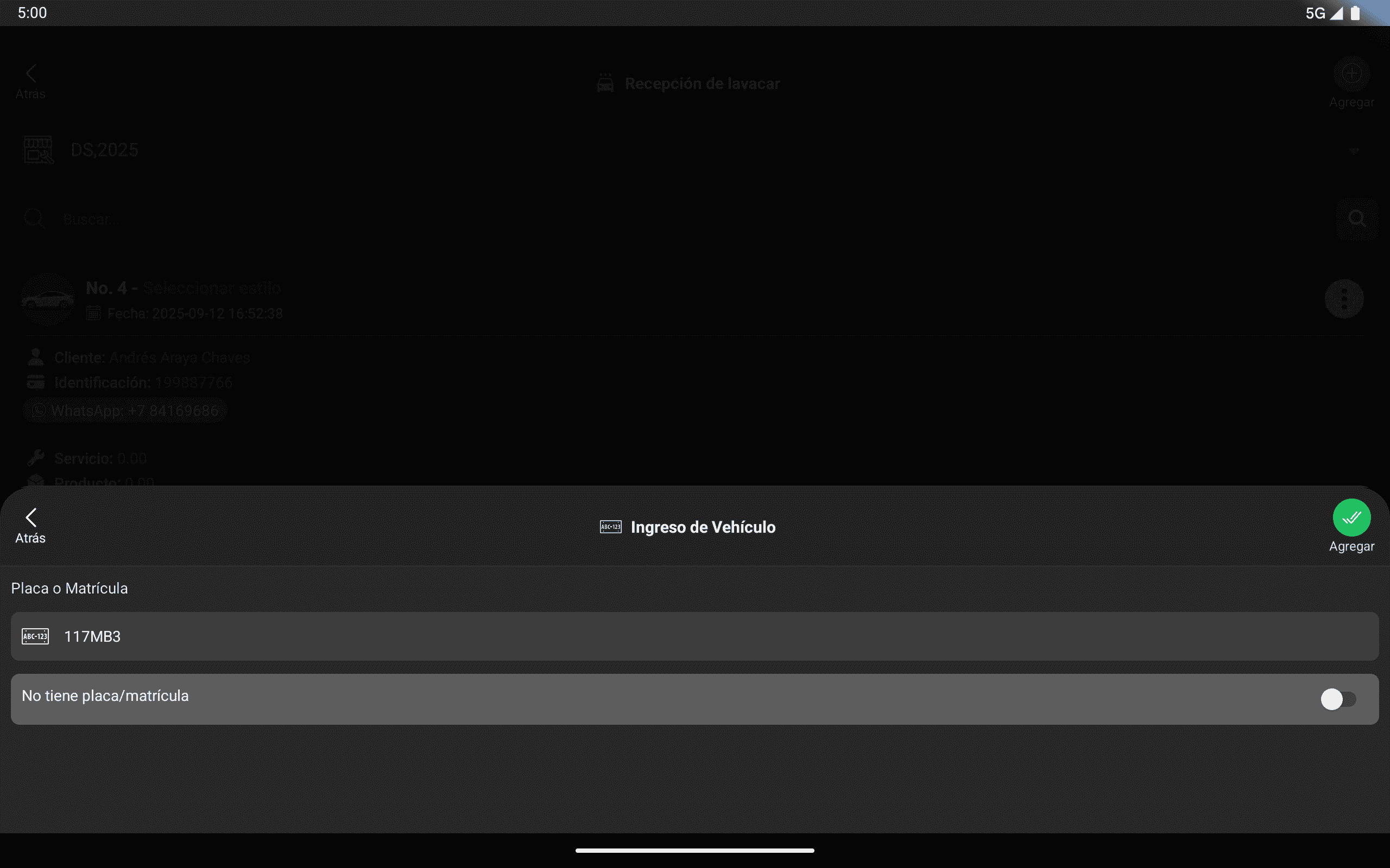 Paso 2: Ingresar Vehículo por Placa