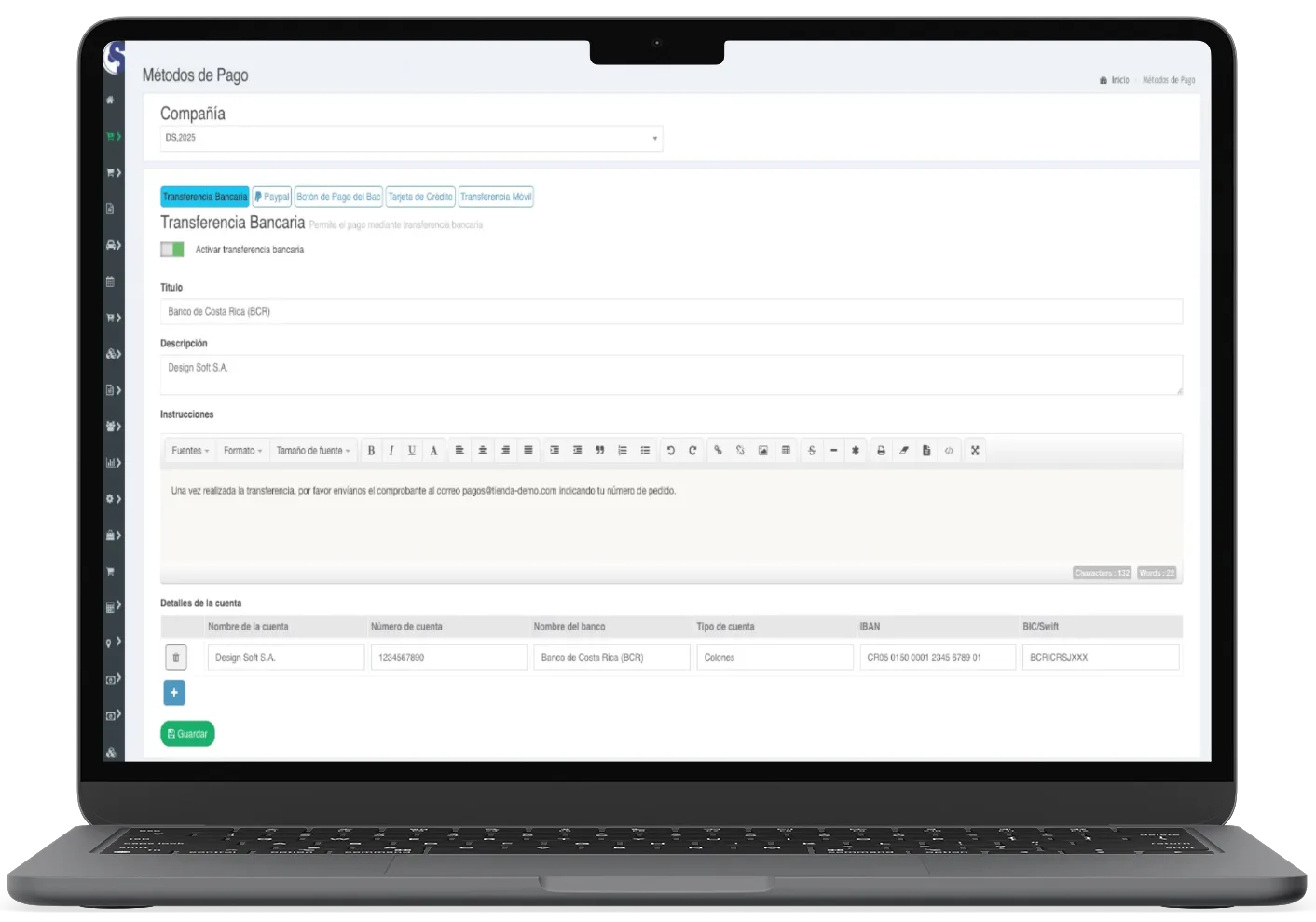 Interfaz de gestión de pagos en Taller Alpha