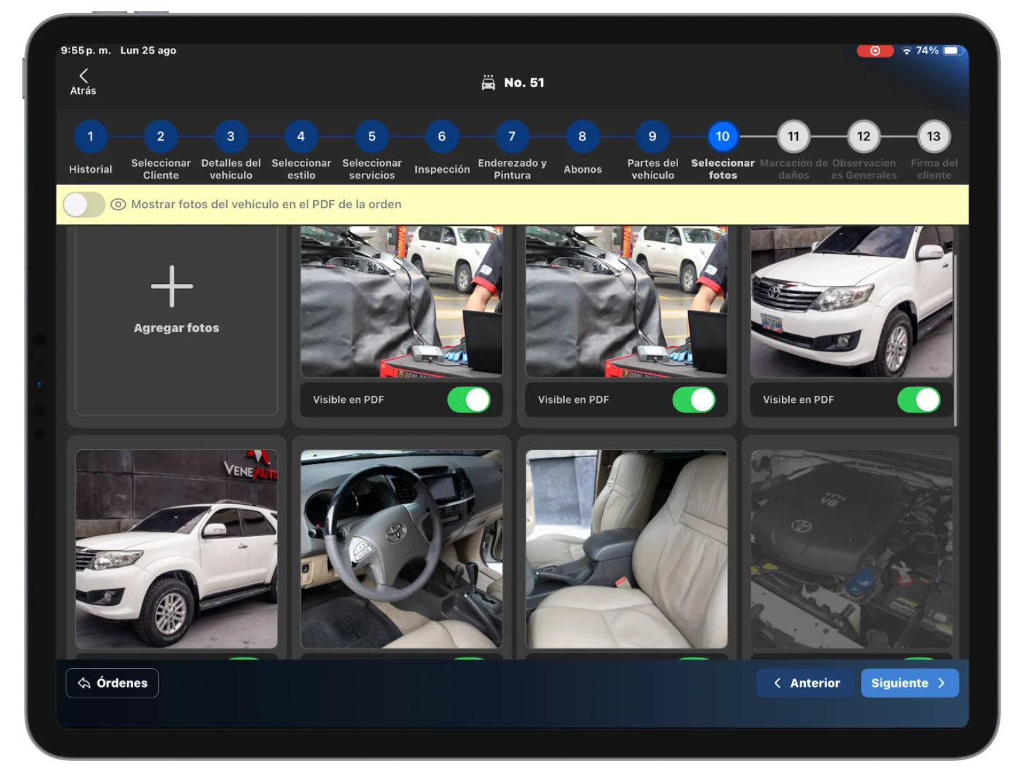 Recepción vehicular en Tablet con TallerAlpha