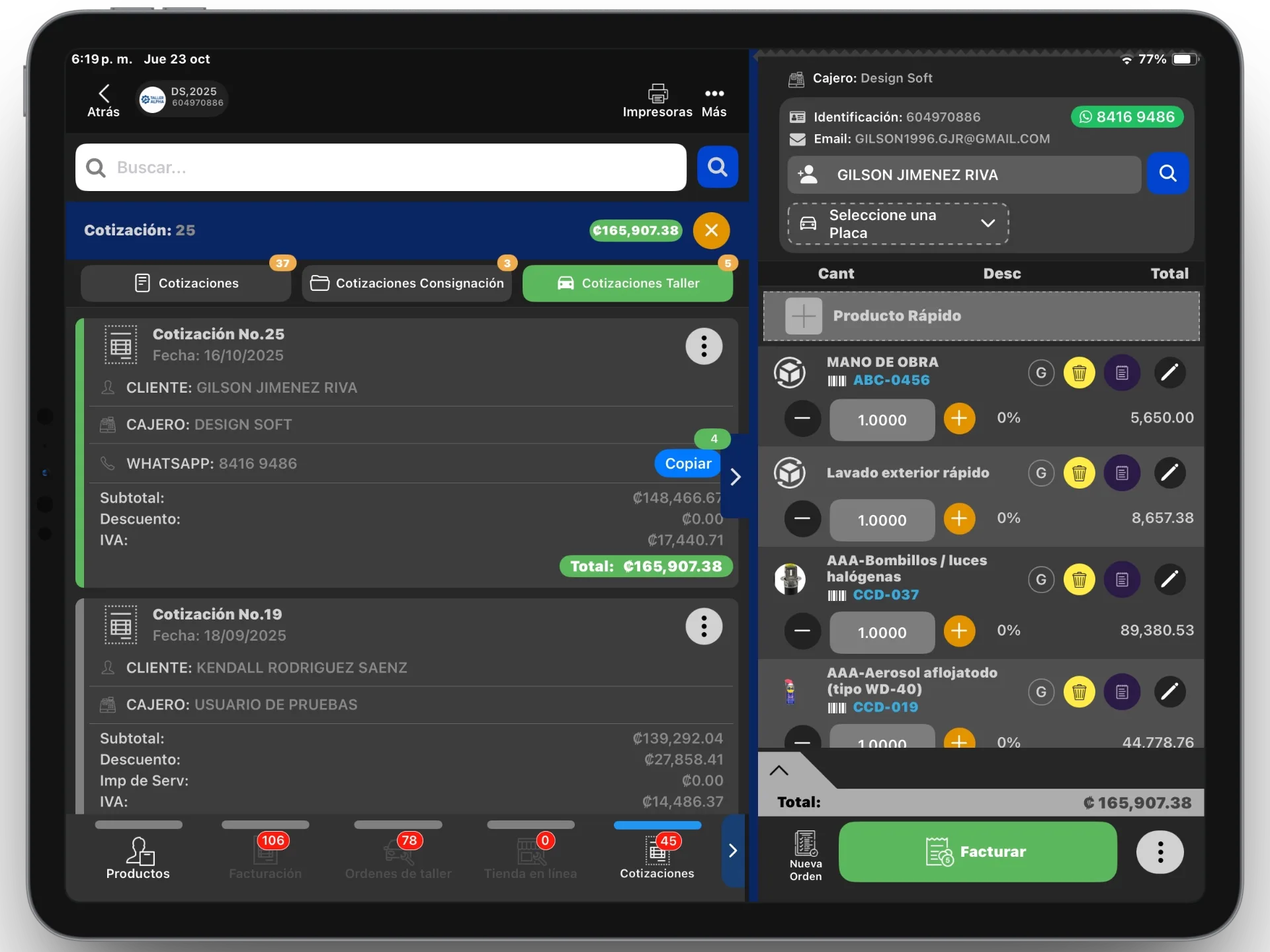 Cotización de Taller/Reparación
