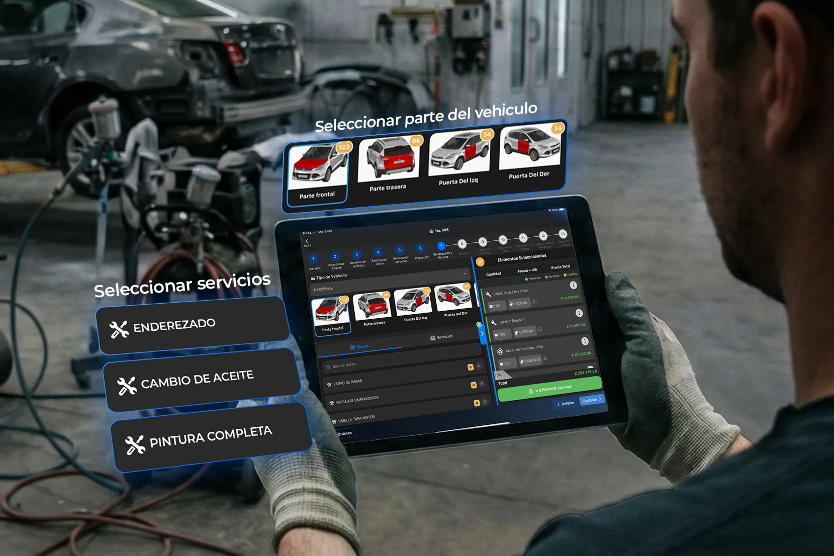 Gestión de enderezado y pintura en Taller Alpha