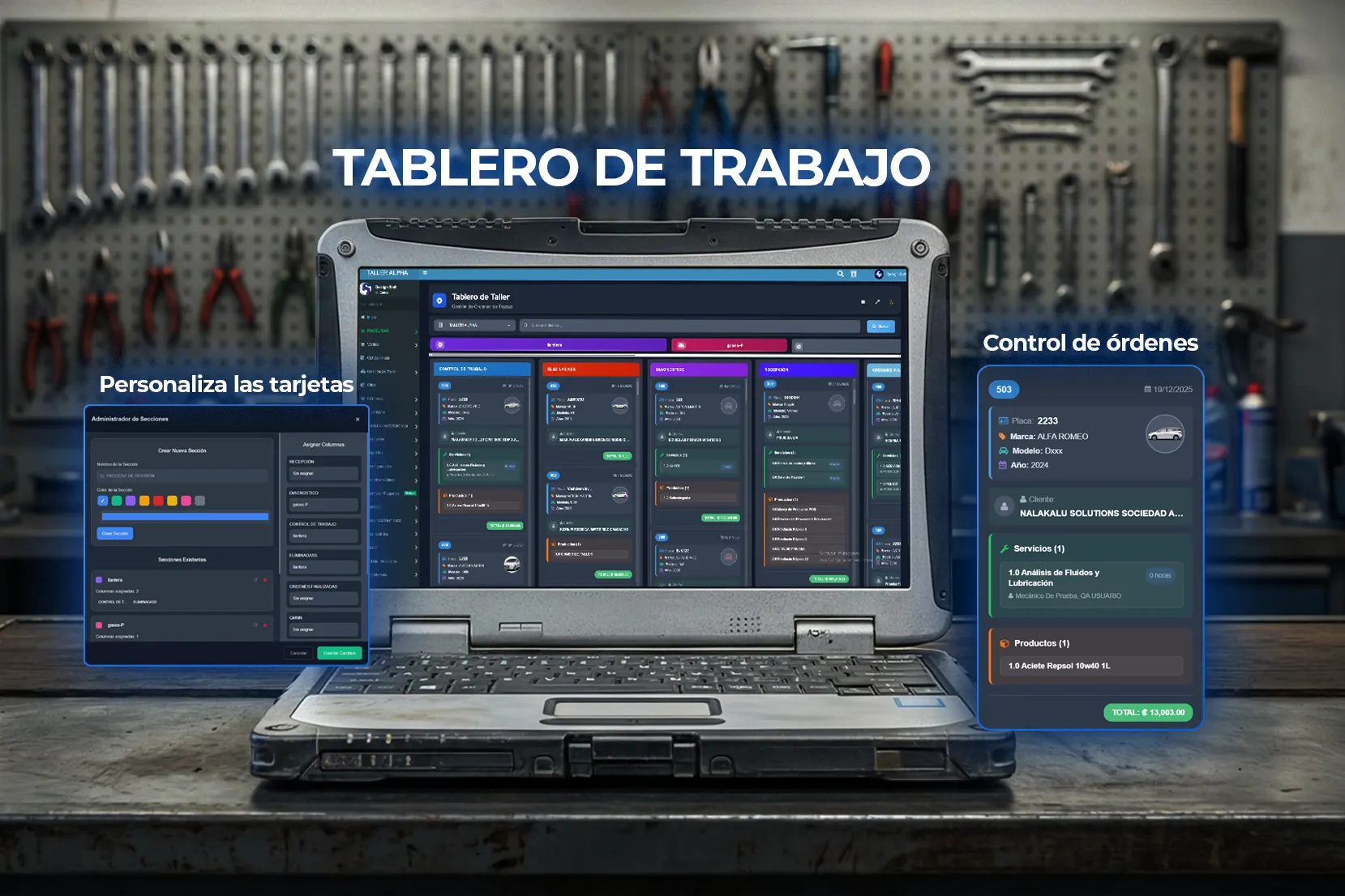 Tablero Kanban para talleres en Taller Alpha