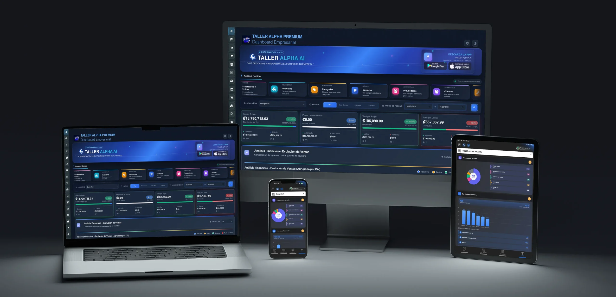 Dashboard Principal del Sistema Taller Alpha