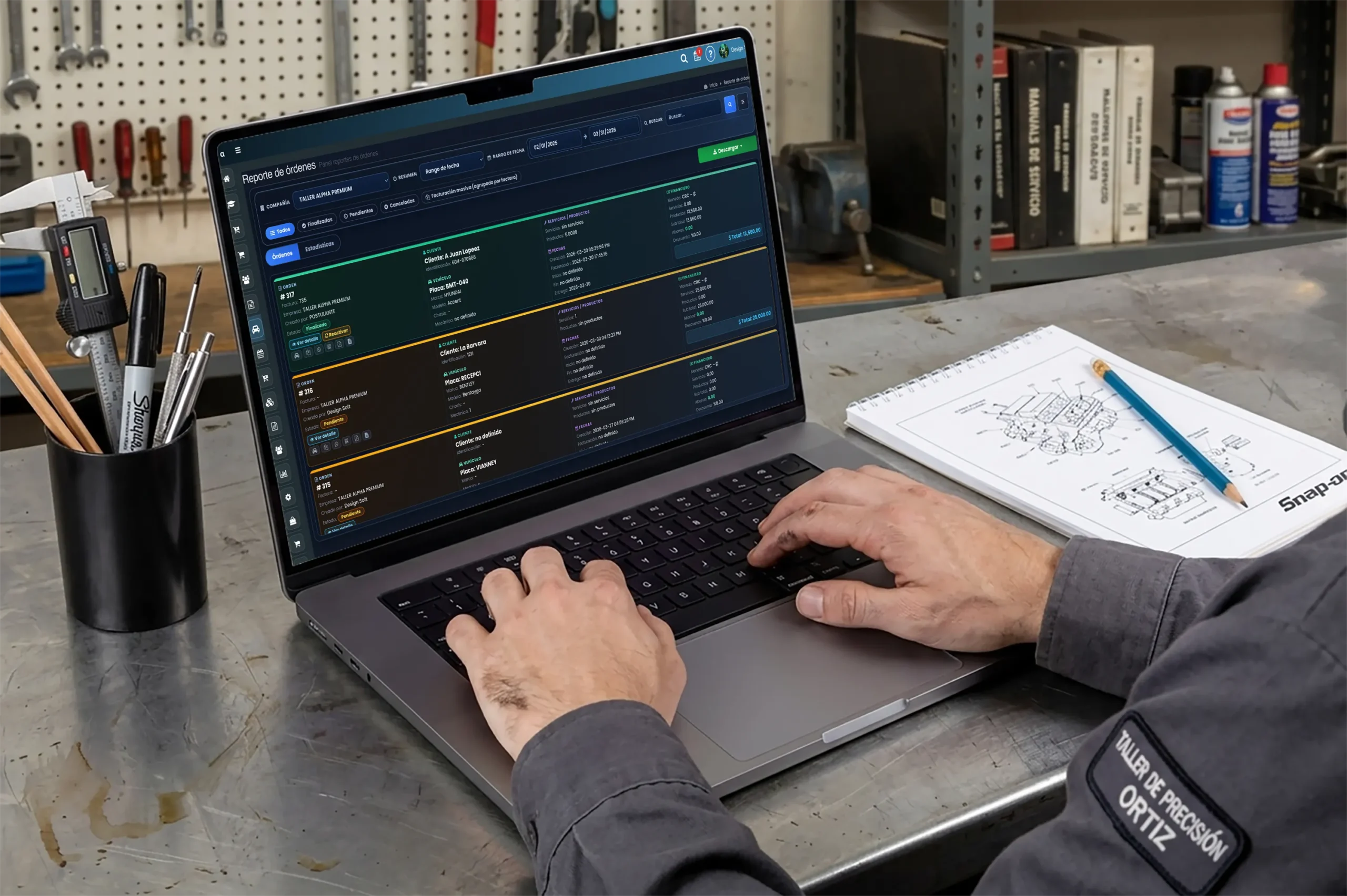 Reporte de Órdenes de Trabajo en Taller Alpha