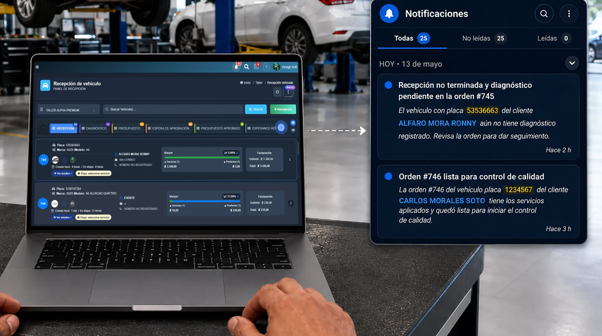 Recepción de notificaciones en tiempo real