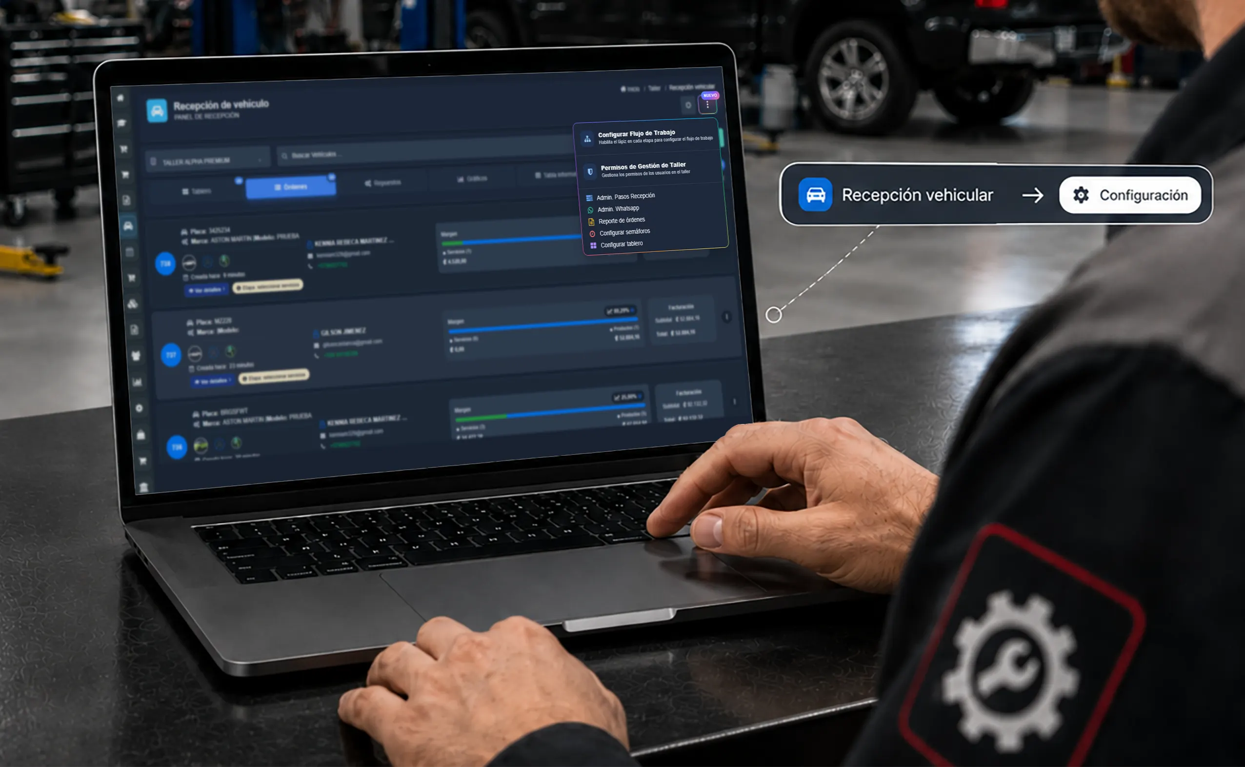 Opciones de configuración en recepción vehicular