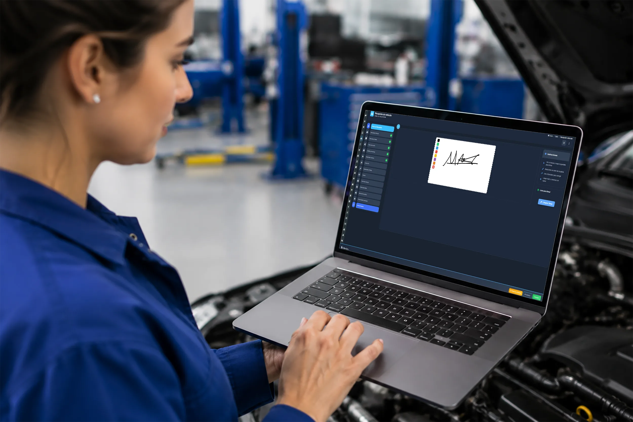 Firma digital para autorización de recepción en taller mecánico